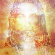 2 jesus christ painting with radiant colorful energy of light eye contact jozef klopacka